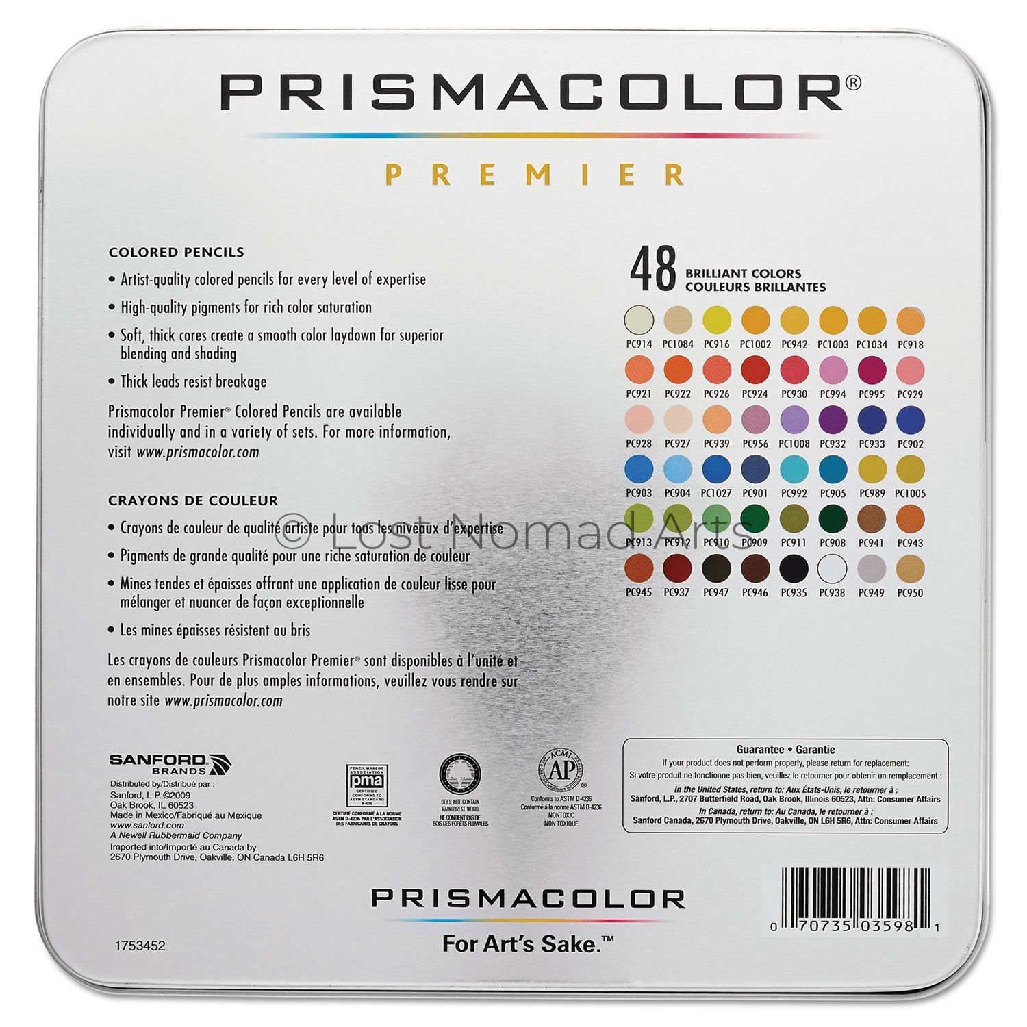 Prismacolor Premier Colored Pencil, 3 mm, 2B (#1), Assorted Lead/Barrel Colors, 48/Pack