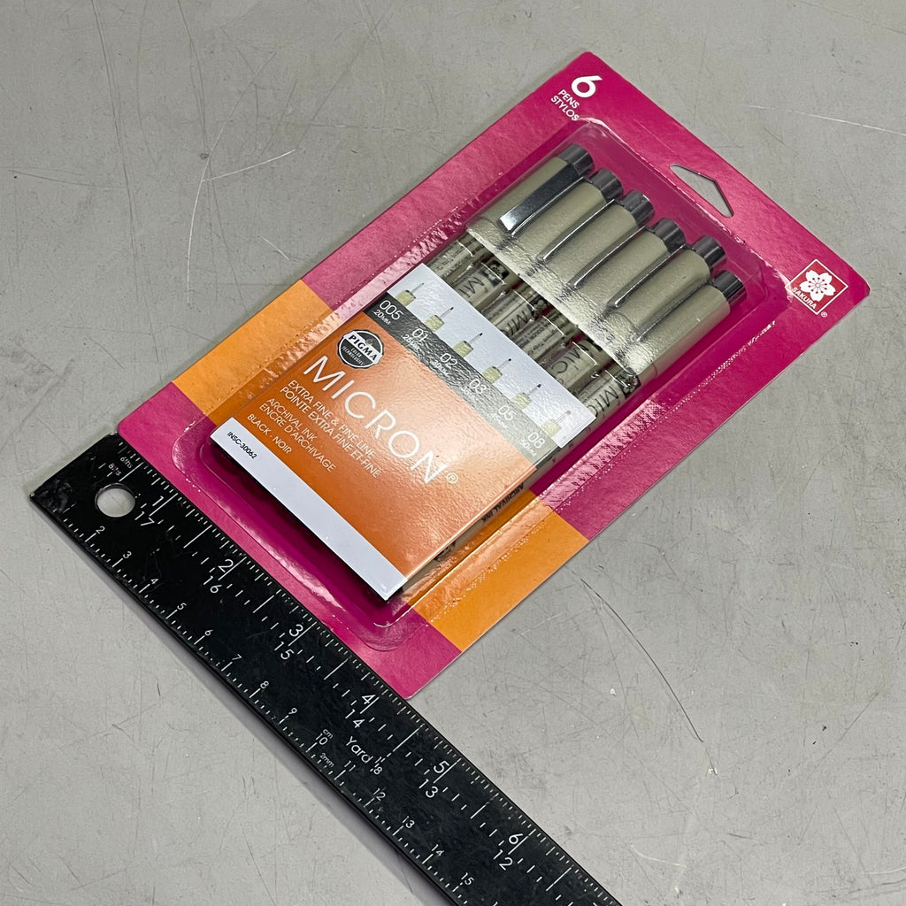 SAKURA (2-PACK) Pigma Micron Pens .2, .25, .3, .35, .45, & .5 mm Black 30062