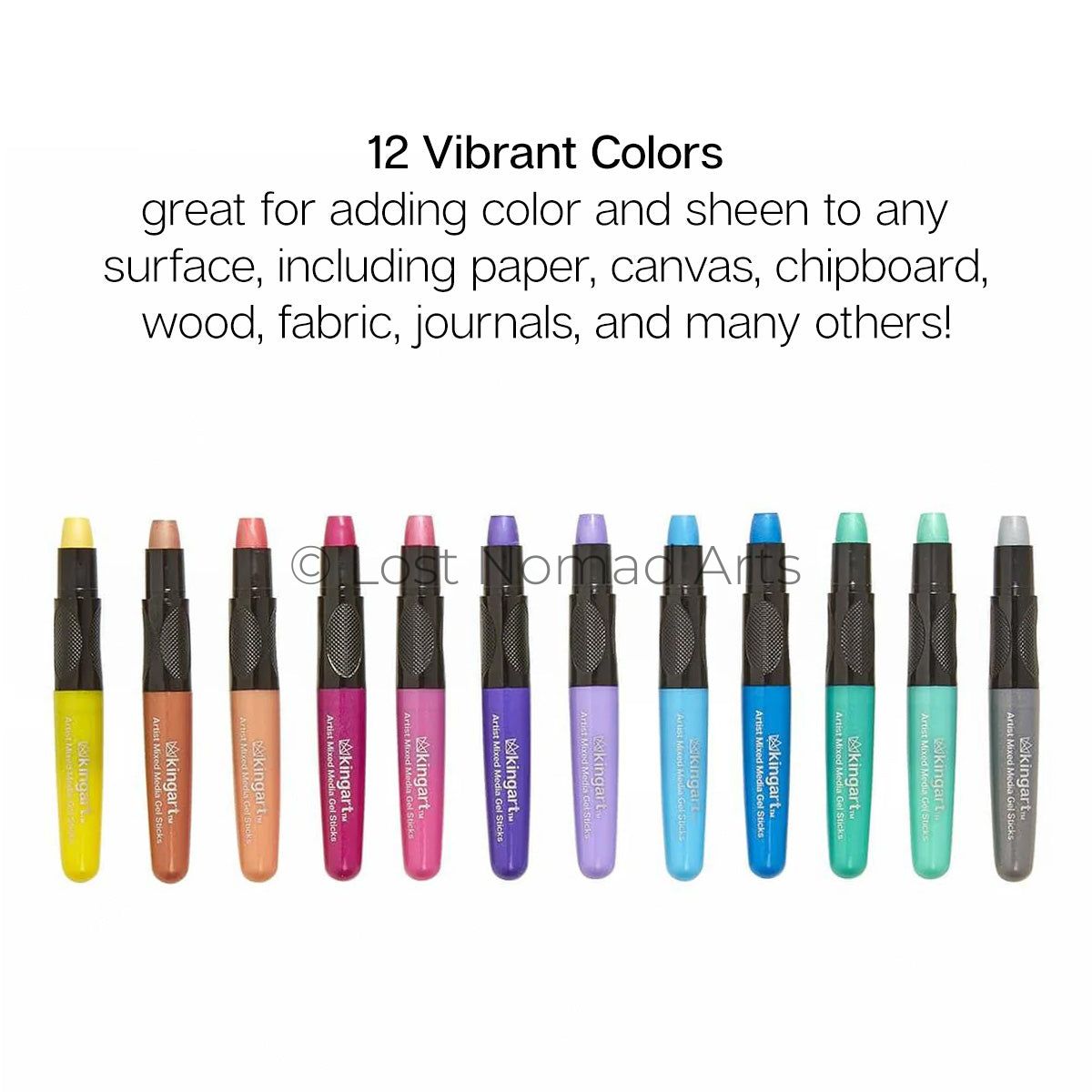 Mixed Media Gel Stick Crayons - 12 Metallic Colors