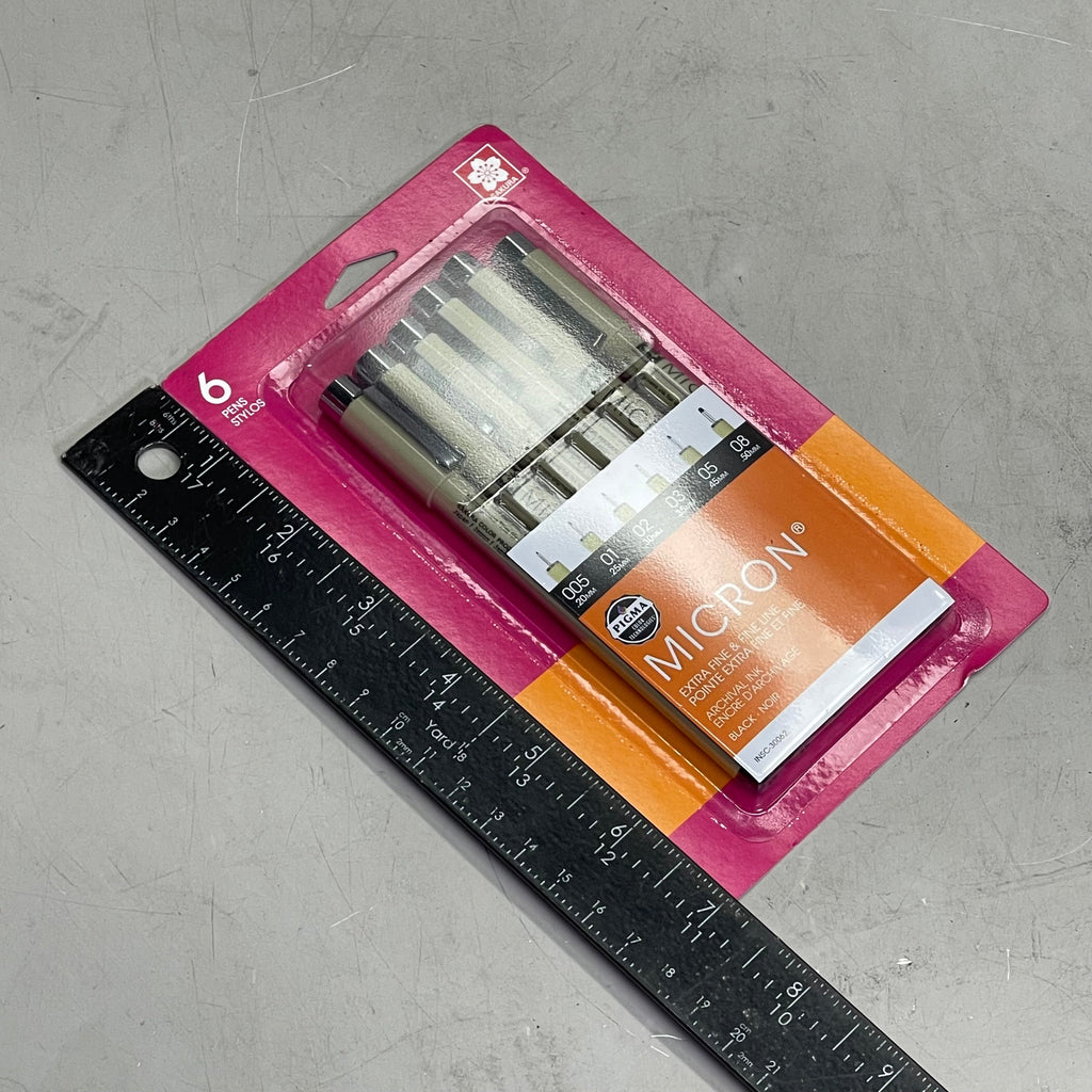 SAKURA (2-PACK) Pigma Micron Pens .2, .25, .3, .35, .45, & .5 mm Black 30062