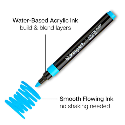 Acrylic Paint Markers Variety Set – 48 Colors, 2mm Bullet Tip, Water-Based, Multi-Surface