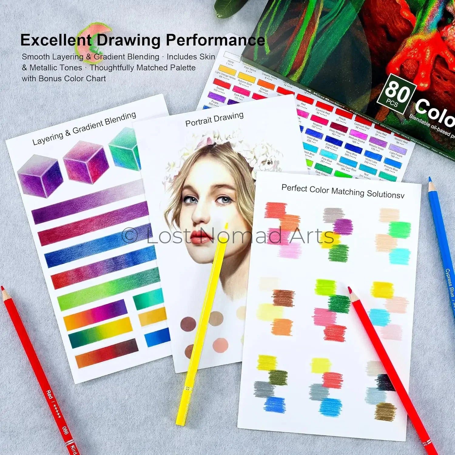 80 Professional Colored Pencils Set for Adult Coloring Books, Soft Oil-Based Cores, Art Supplies Gift