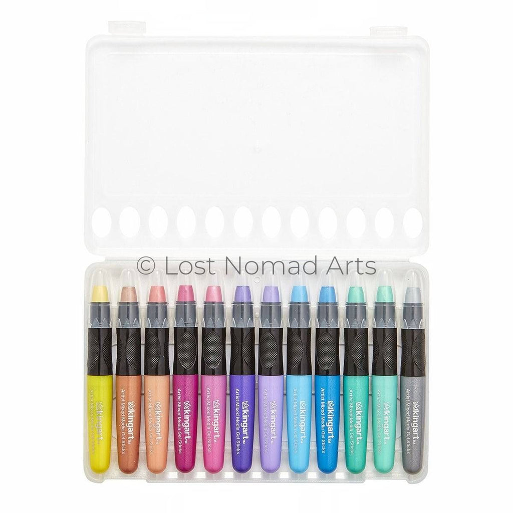 Mixed Media Gel Stick Crayons - 12 Metallic Colors